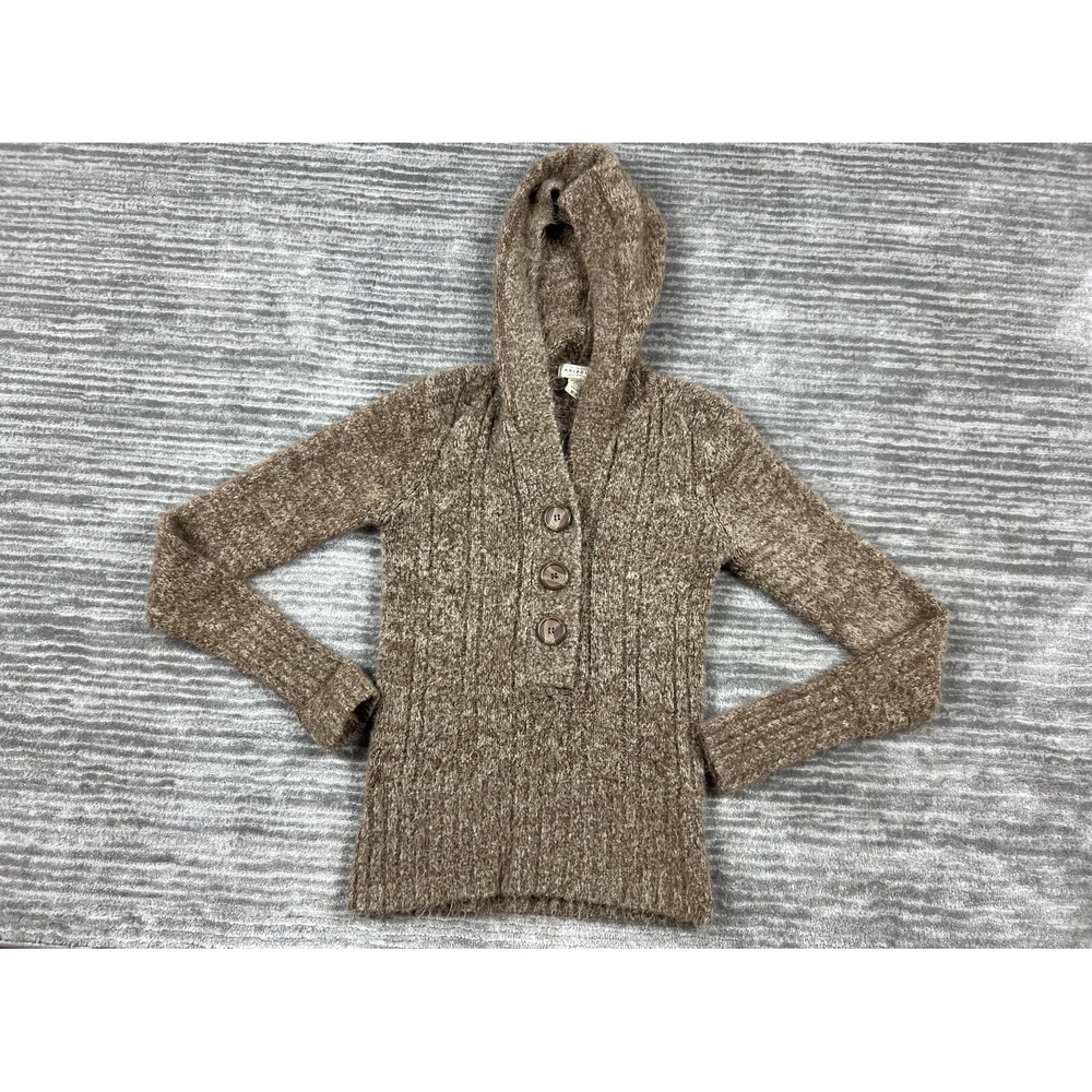 Arizona Women Hooded‎ Sweater Medium Brown Cable Knit Long Sleeve Y2K 90s